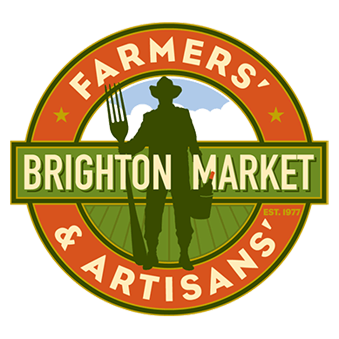 Circle with a farmer's silhouette and the words Farmers' & Artisans' Brighton Market